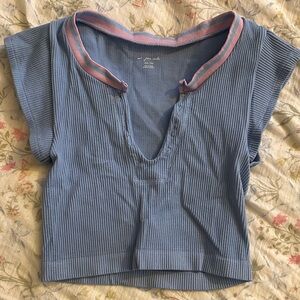 Urban Outfitters Blue Ribbed Crop Top